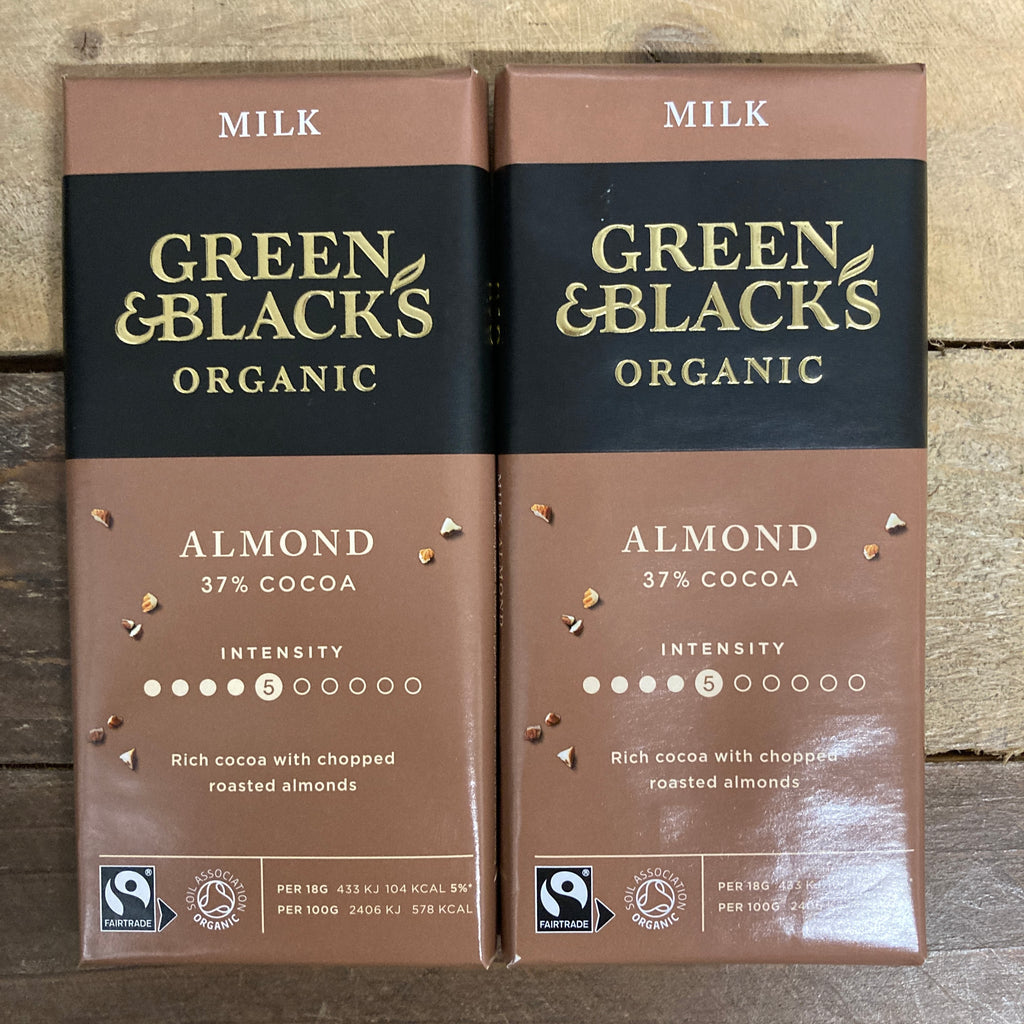 6x Green & Black's Organic Milk Almond Chocolate Bars (6x90g) & Low ...