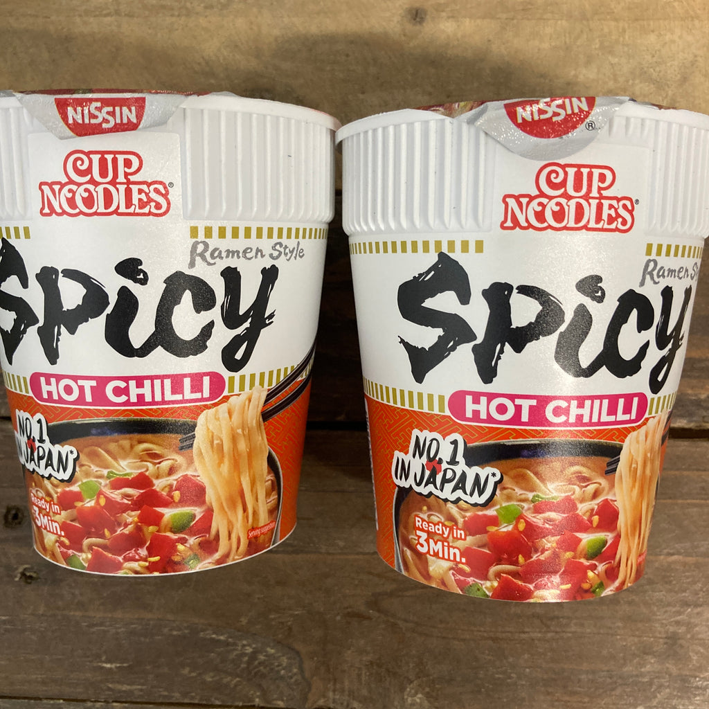 2x Nissin Cup Noodle Hot Chilli Pots (2x66g) & Low Price Foods Ltd