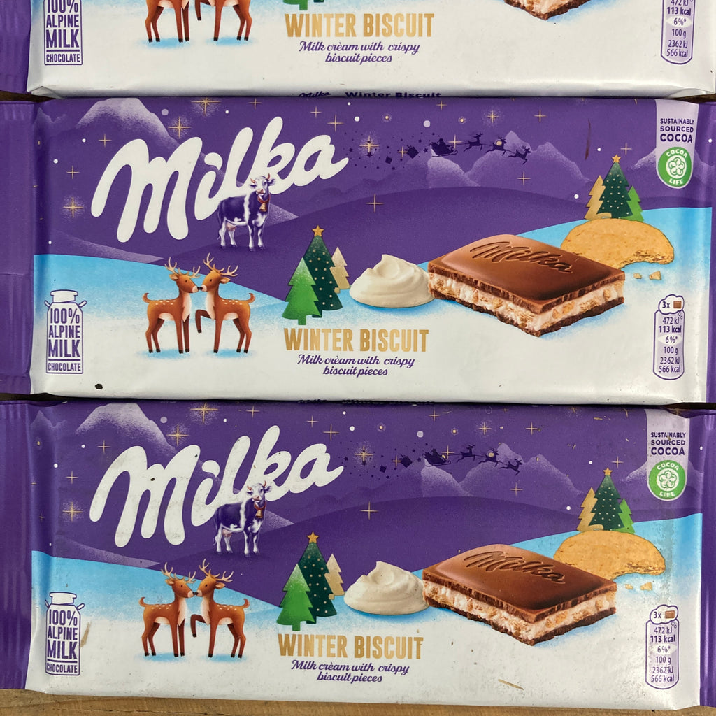 3x Milka Winter Biscuit Chocolate Bars 3x100g And Low Price Foods Ltd