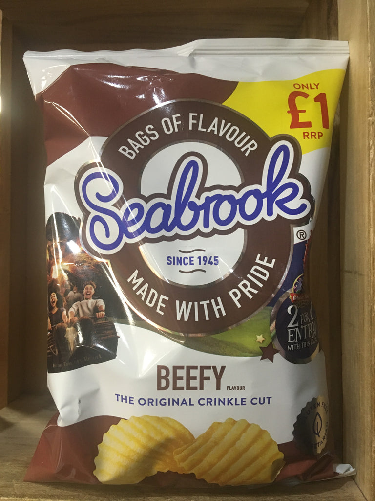 10x Seabrook Beefy Flavour Crinkle Cut Crisps Sharing Bag Box (10x80g ...