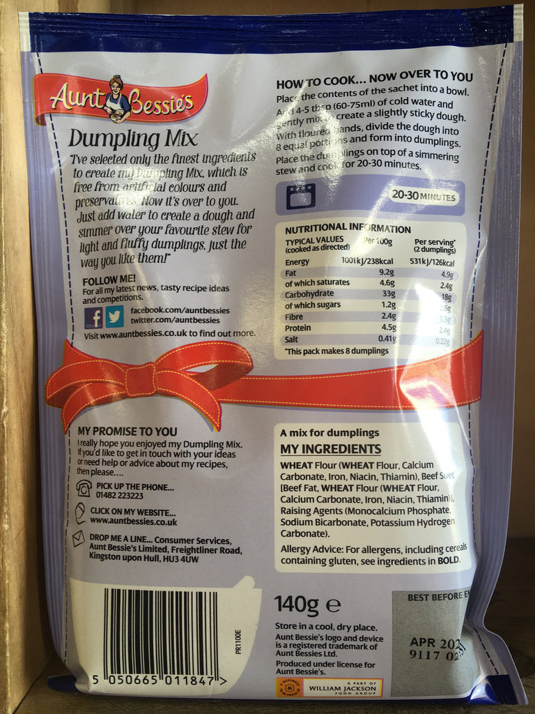 2x Aunt Bessie's Dumpling Mixes (2x140g) & Low Price Foods Ltd