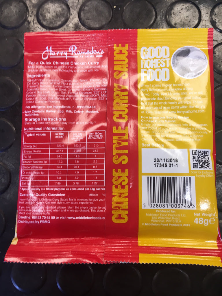 Harry Ramsden's Chinese Curry Sauce 48g & Low Price Foods Ltd