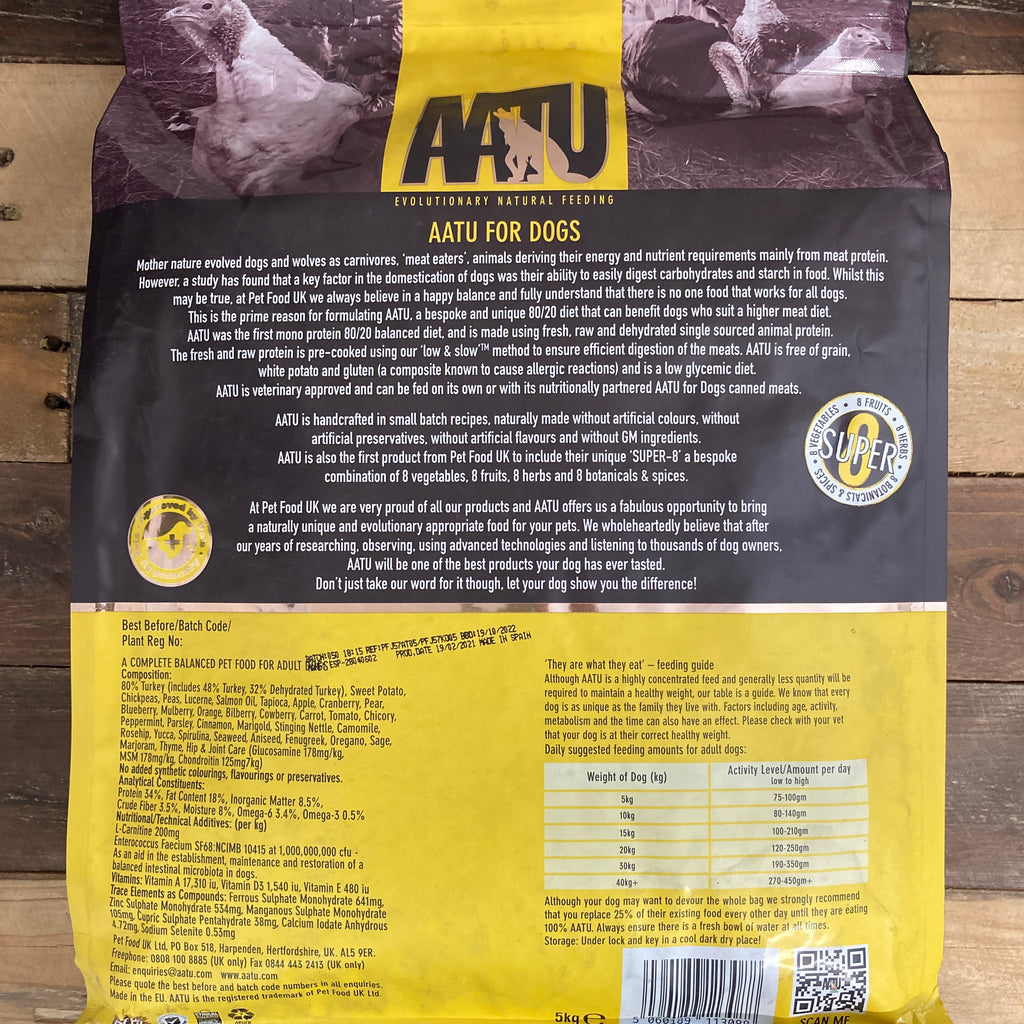 Aatu Grainfree Adult Dry Dog Food Free Run Turkey 5Kg & Low Price Foods Ltd