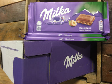 22x Milka Hazelnut Chocolate Bars (Box of 22x100g Bars)