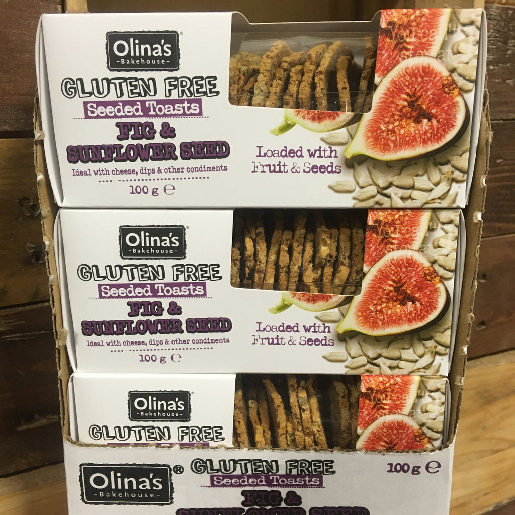 12x Olina's Bakehouse Seeded Toasts Sunflower Seed and Fig Box (12x100