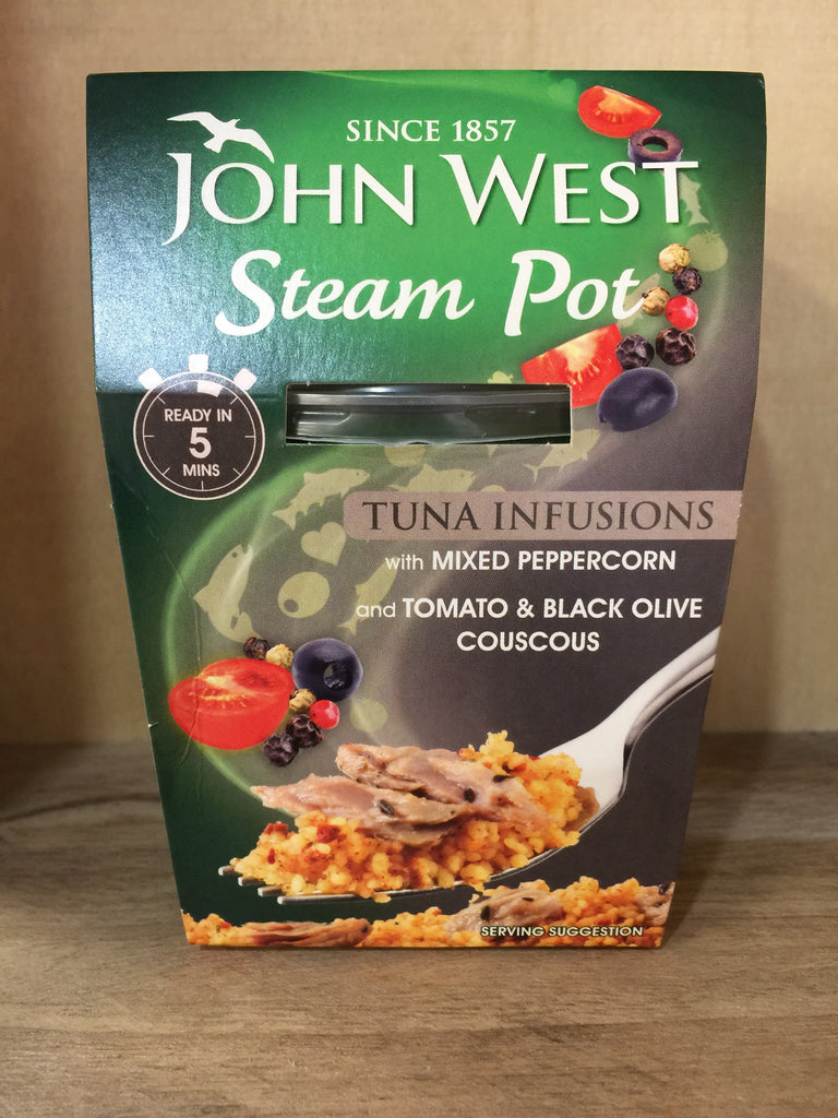 John West Steam Pot Tuna Infusions Mixed Peppercorn, Tomato & Black Ol