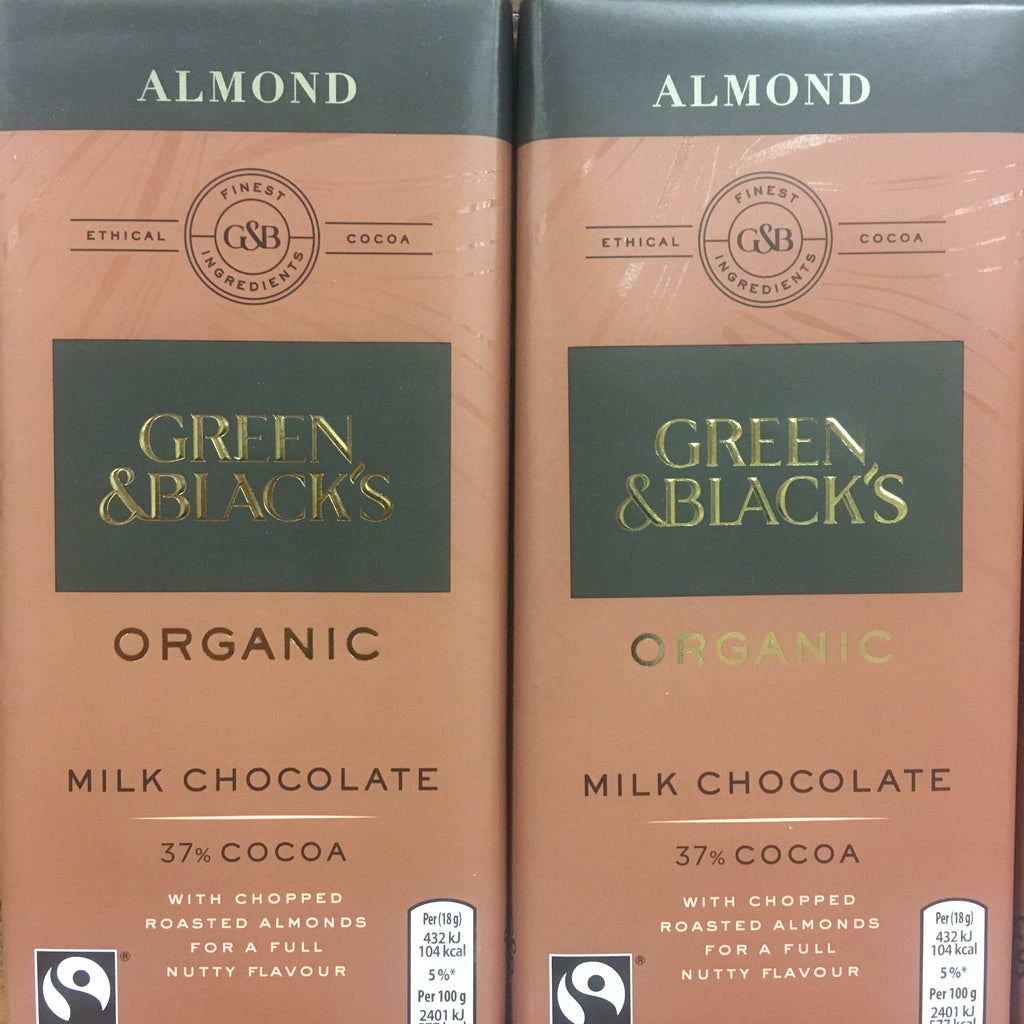 6x Green & Black's Organic Milk Almond Chocolate Bars (6x90g) & Low ...