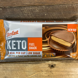 18x SlimFast Advanced Keto Fuel Snack Milk Choc & Peanut Salted Caramel Cup Packs (18x28g)