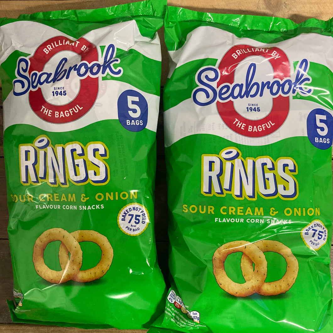 10x Seabrook Loaded Rings Sour Cream & Onion Bags (2 Packs of 5x16g)