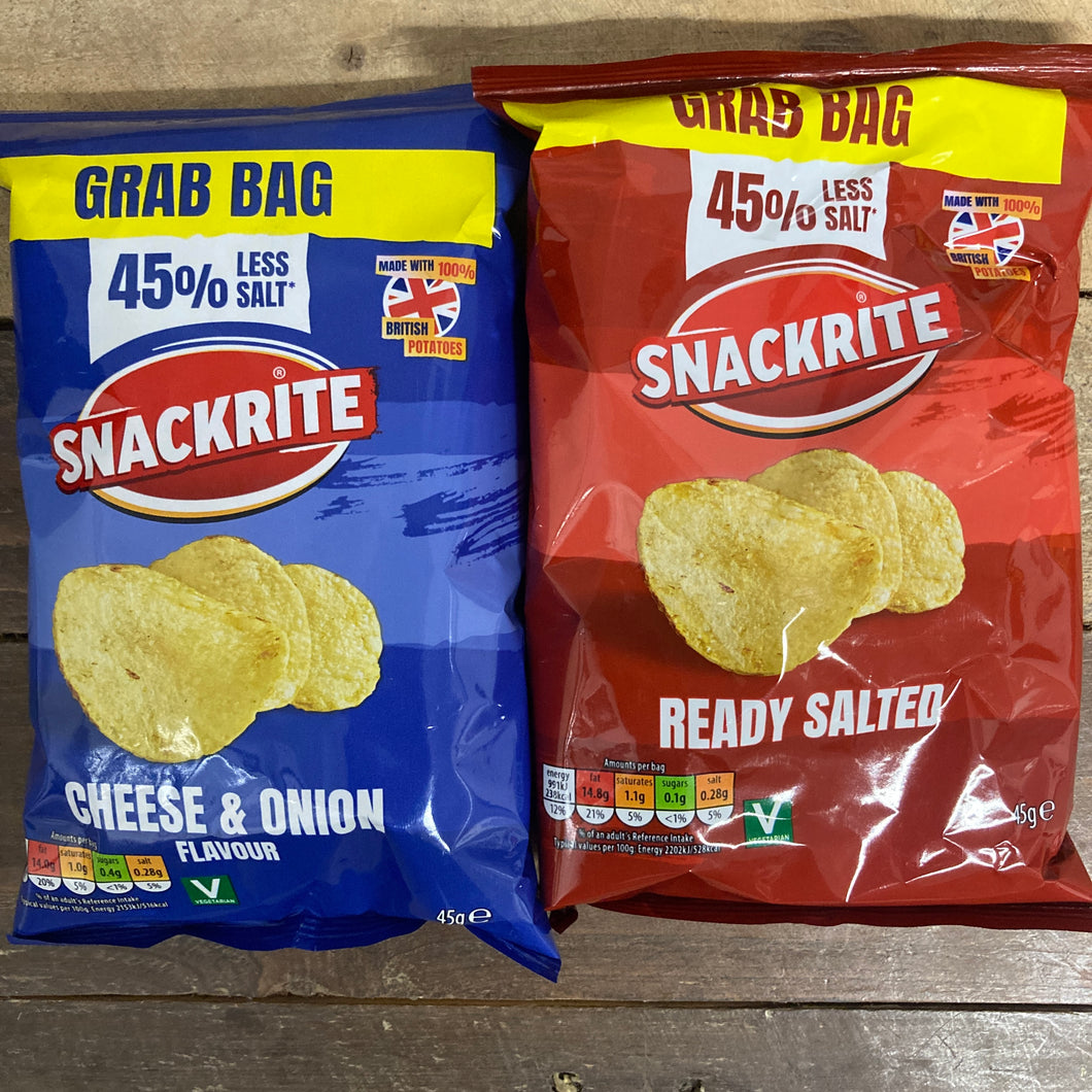 15x Snackrite Variety 45% Less Salt Crisps Grab Bags (15x45g) & Low ...
