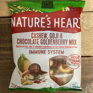 3x Nature's Heart Cashew, Goji & Chocolate Goldenberry Immune System Mix Bags (3x100g)