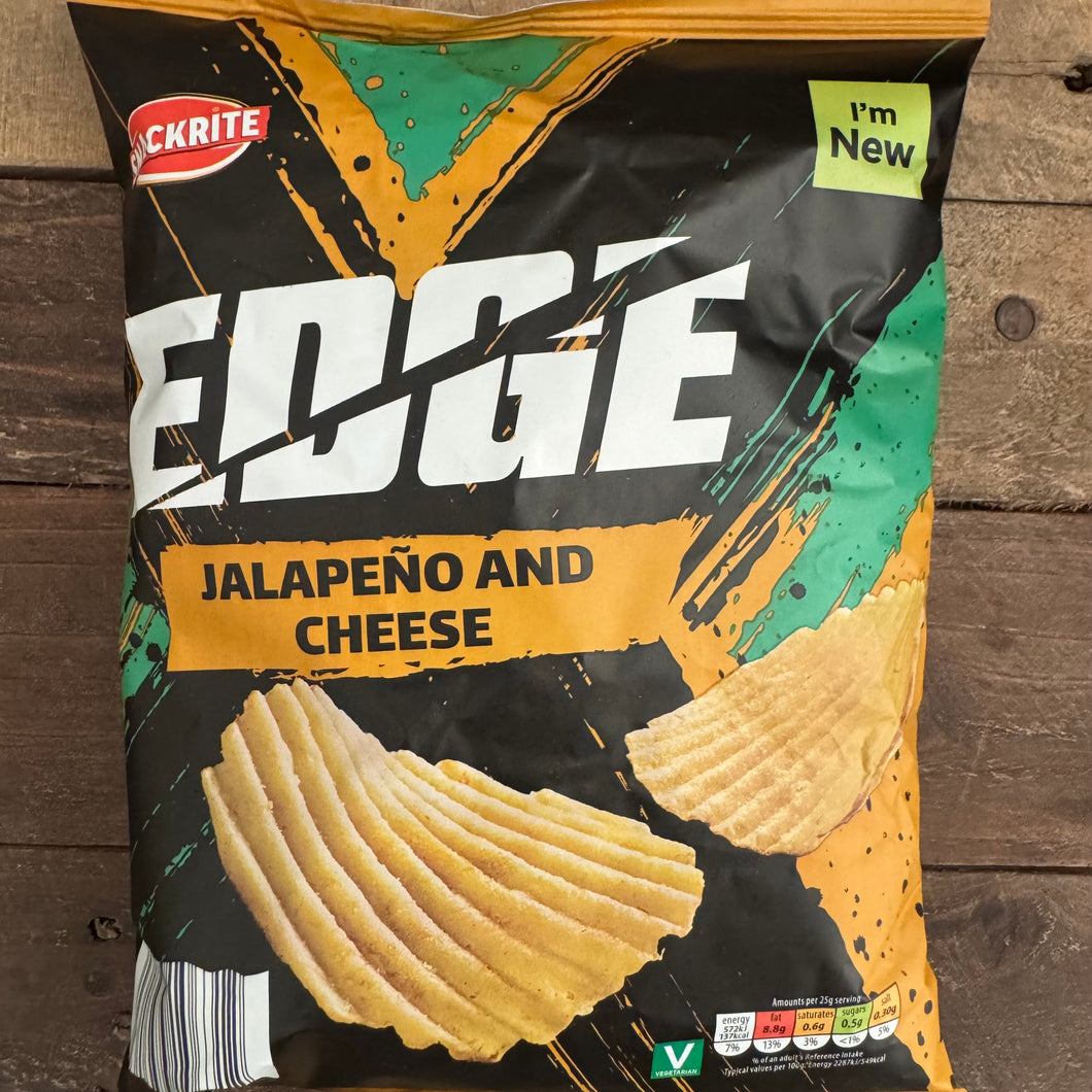 3x Snackrite Edge Jalapeño & Cheese Ridged Crisps Share Bags (3x150g ...