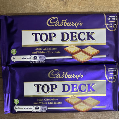 3x Cadbury's Top Deck Milk Chocolate & White Chocolate Bars (3x110g)