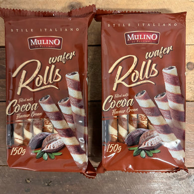 Mulino Cocoa Chocolate Cream Wafer Rolls