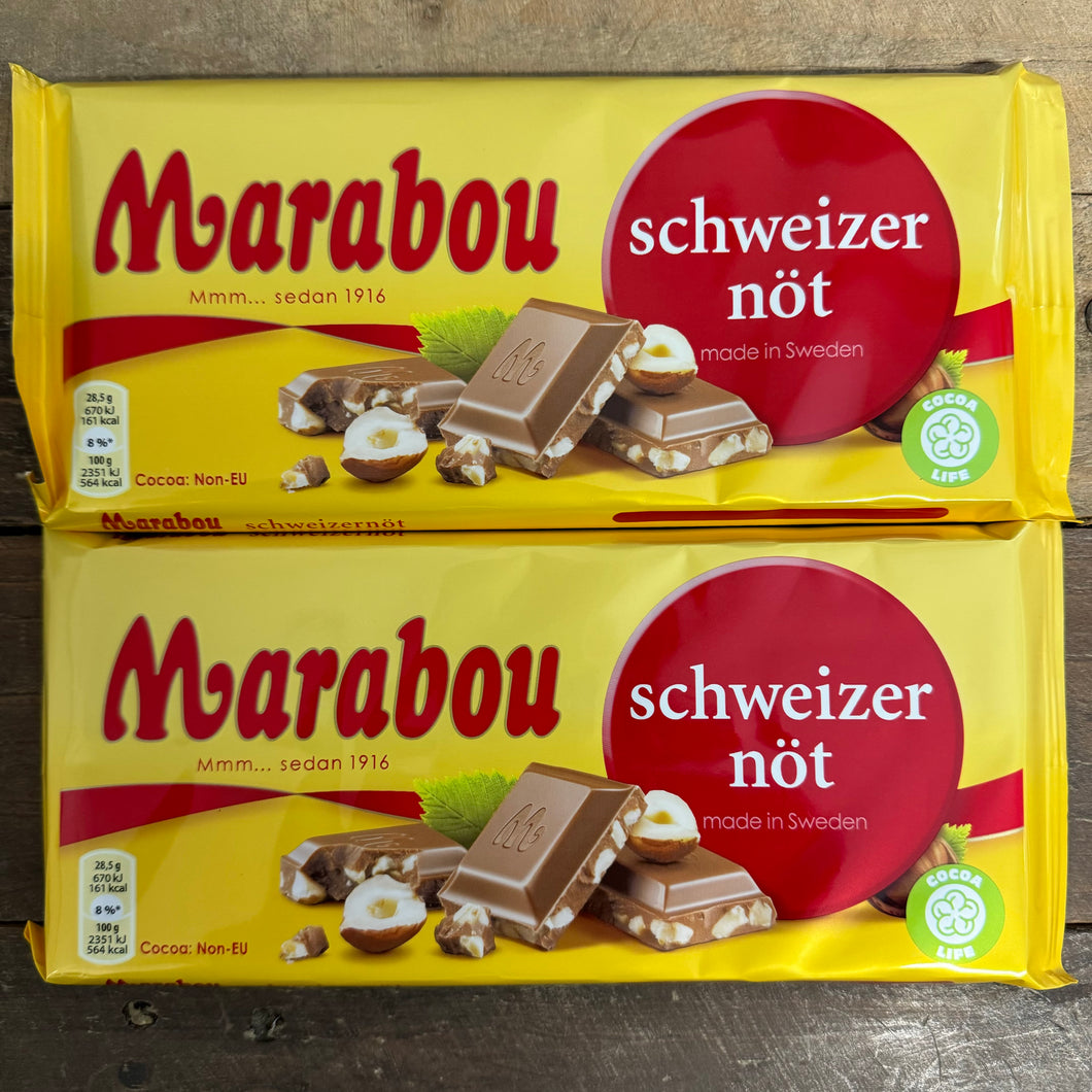 Marabou Schweizernöt Milk Chocolate with Hazelnuts Bars