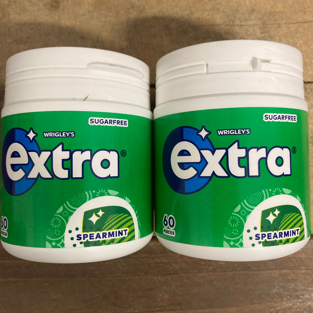 120x Extra Spearmint Sugarfree Chewing Gum Pieces (2 Tubs of 60) & Low ...