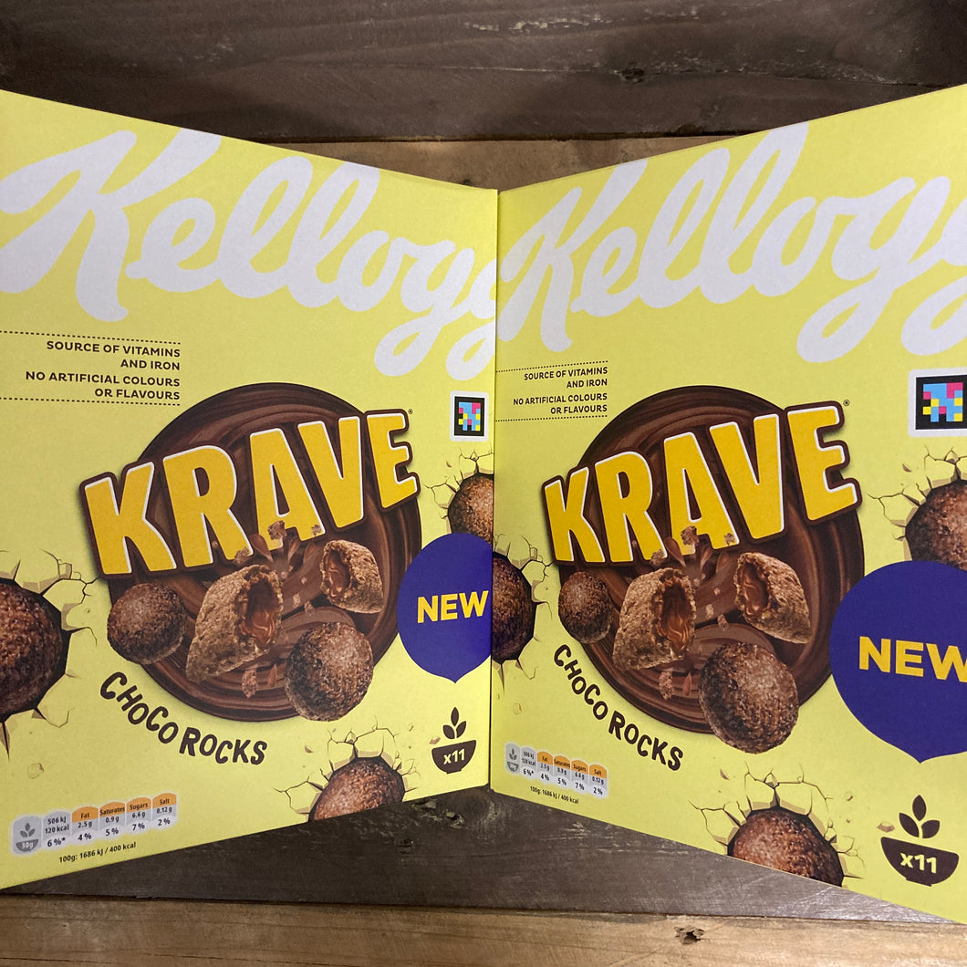 2x Krave Kellogg's Choco Rocks Cereal Boxes (2x350g) & Low Price Foods Ltd
