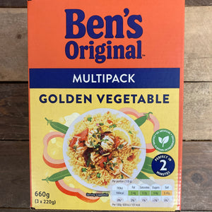 3x Bens Original Microwave Rice Golden Vegetable Bags (1 Box of 3x220g)