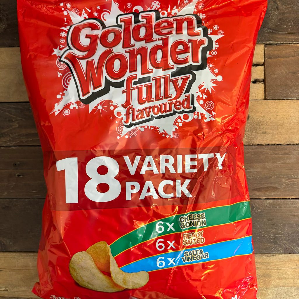 18x Golden Wonder Fully Flavoured Variety Crisp Bags (1 Pack of 18x25g ...