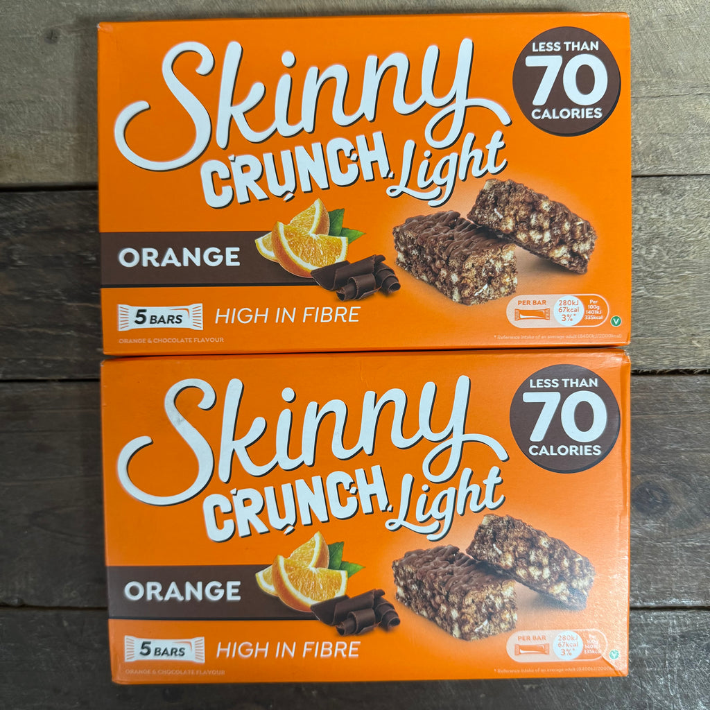 15x Skinny Crunch Light Chocolate Orange Bars (3 Packs of 5x20g) & Low ...