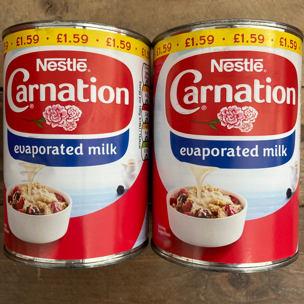 2x Nestle Carnation Evaporated Milk Tins (2x410g)