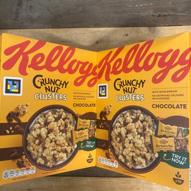 Landers Superstore - Start the day great with a bowl of Kellogg's Crunchy  Nut Chocolate Clusters Cereal. Enjoy crunchy multi-grain cereal, peanut and  honey clusters with milk chocolate curls for breakfast. Get