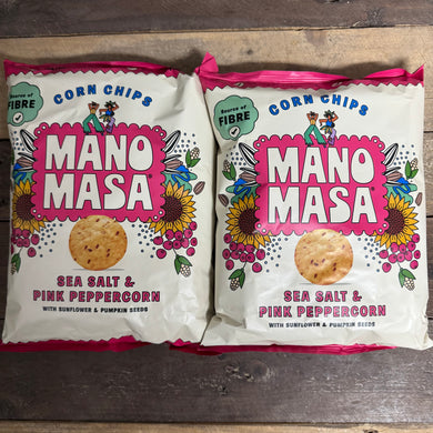 3x Manomasa Sea Salt & Pink Peppercorn Tortilla Chips Share Bags (3x140g)