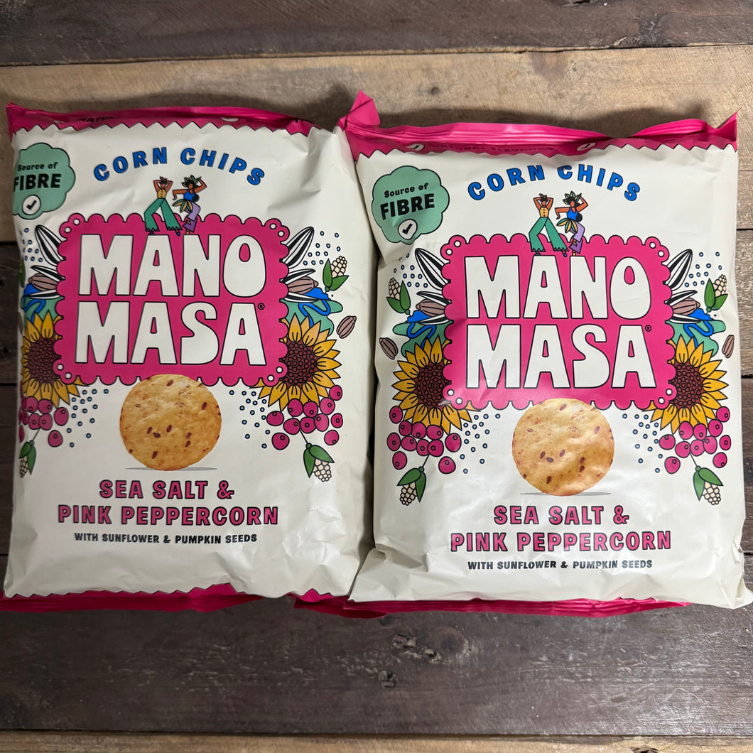 3x Manomasa Sea Salt & Pink Peppercorn Tortilla Chips Share Bags (3x140g)