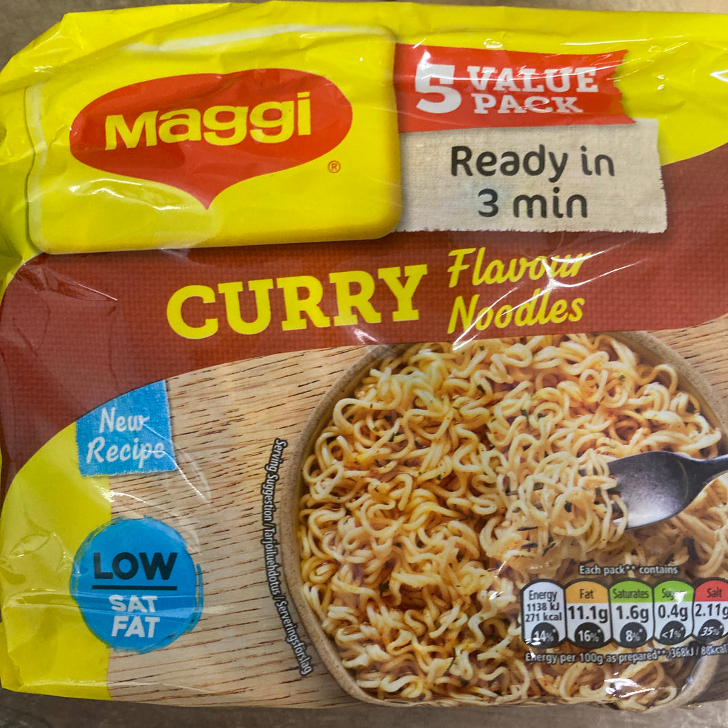 10x Maggi 3 Minute Noodles Curry Flavour Bags(2 Packs of 5x59g)