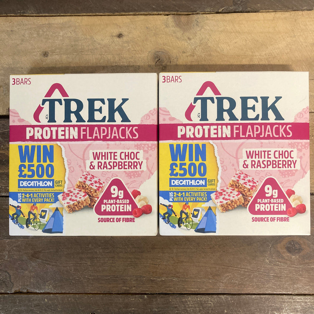 Trek Raspberry Bars 12x Trek White Chocolate & Raspberry Protein Flapjacks (4 Packs of 3x5 ...