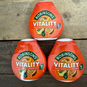 3x Robinsons Mini Vitality Peach, Mango & Passion Fruit Squash (3x66ml)