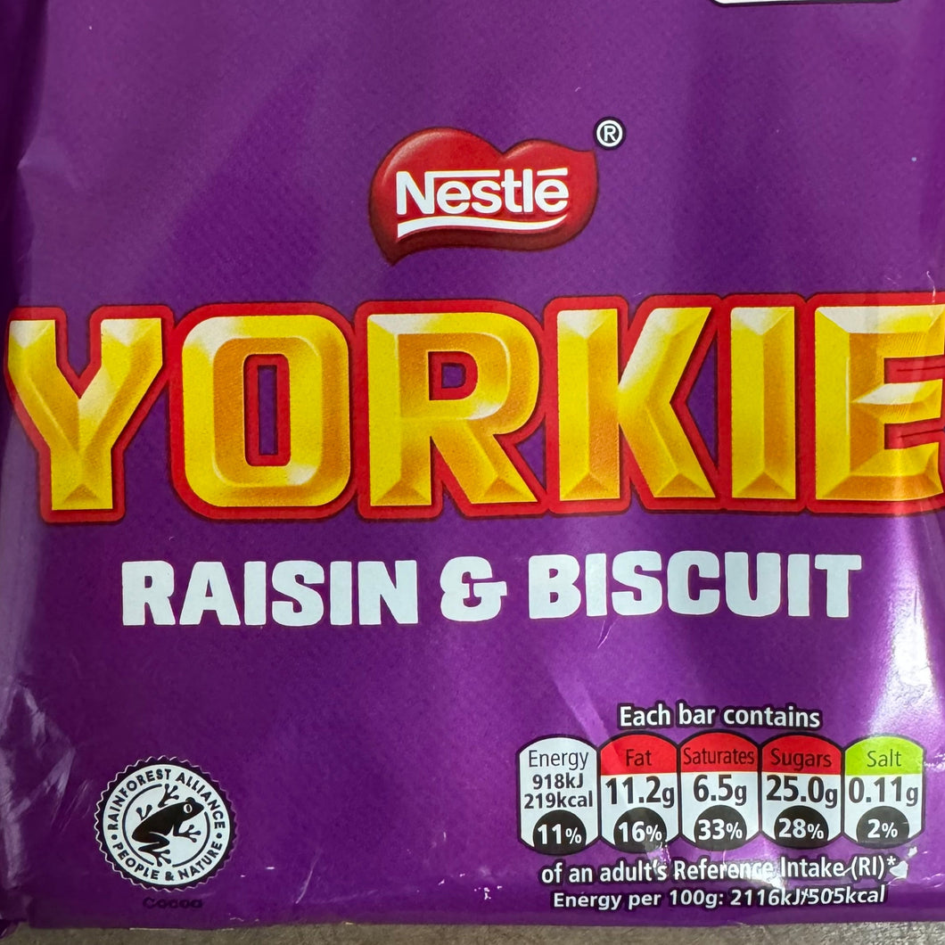 12x Yorkie Raisin & Biscuit Milk Chocolate Bars (4 Packs of 3x46g)