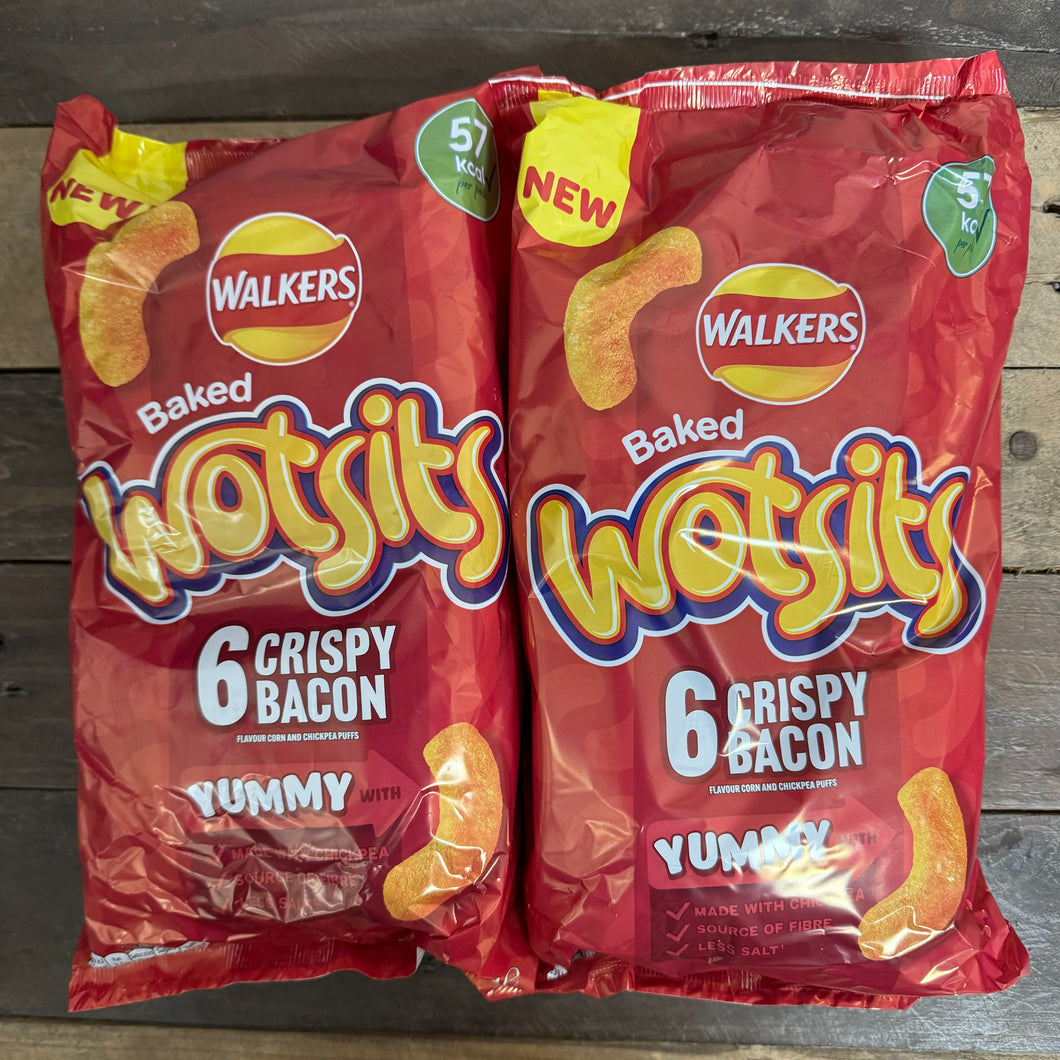 12x Walkers Wotsits Crispy Bacon Flavour Crisps Bags (2 Packs of 6x12g)