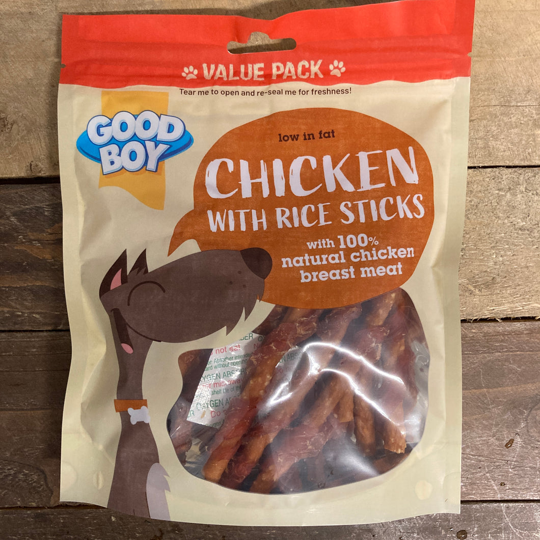 3x Good Boy Meaty Treaty Chicken Rice Sticks Dog Treats Big Value Bags ...