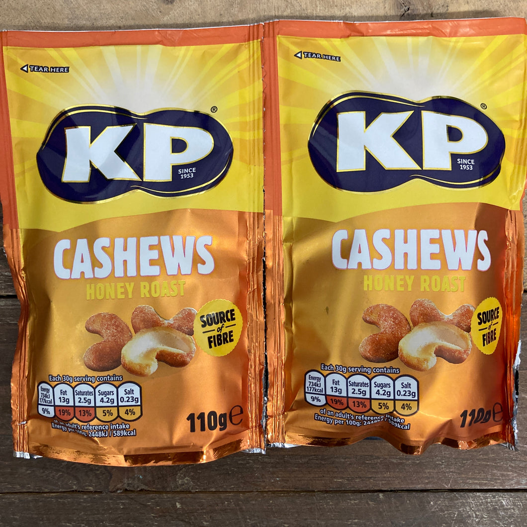 2x KP Nuts Honey Roast Cashews Bags (2x110g)