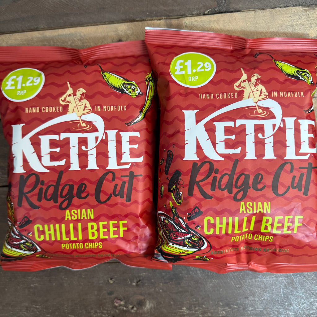 3x Kettle Ridge Cut Asian Chilli Beef Crisps Bags (3x80g) & Low Price ...