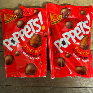 Poffets Rojas 3x Poppets Milk Chocolate Coated Chewy Toffee Share Bags (3x130g) & Low ...