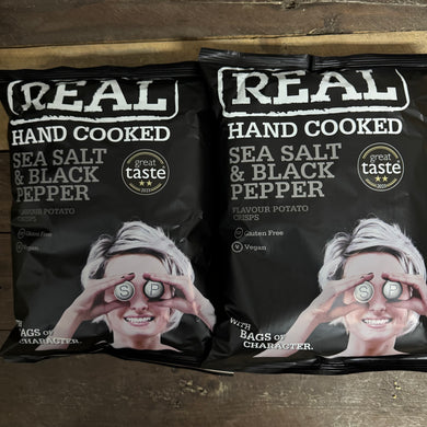 Real Hand Cooked Sea Salt & Black Pepper Crisps