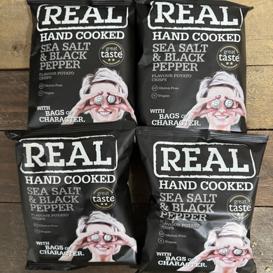 Real Hand Cooked Sea Salt  Black Pepper Crisps
