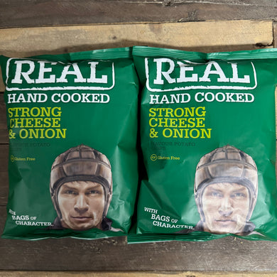 Real Hand Cooked Strong Cheddar & Onion Crisps