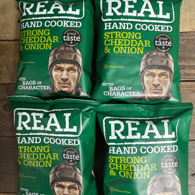 Real Hand Cooked Strong Cheddar & Onion Crisps