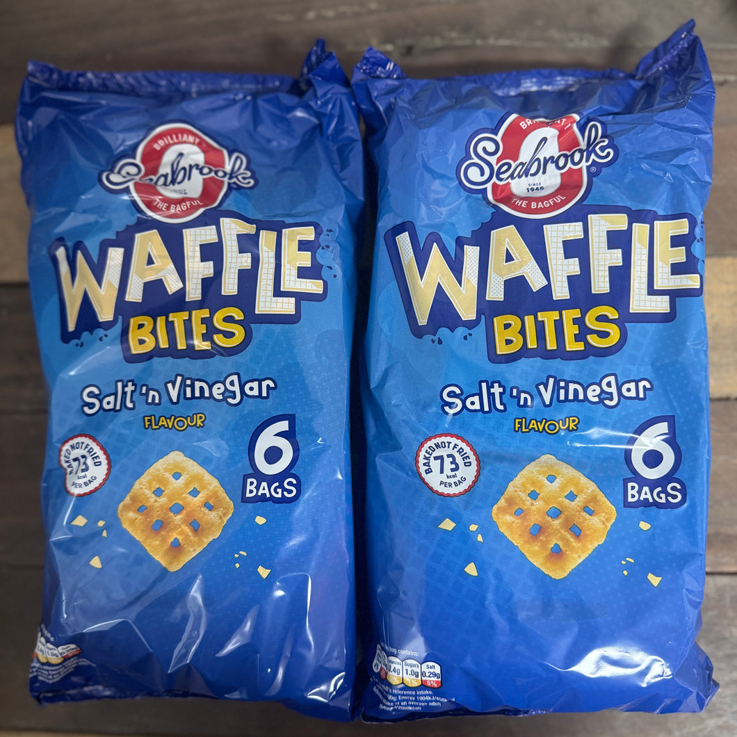 12x Seabrook Waffle Bites Salt Vinegar Bags (2 Packs of 6x16g