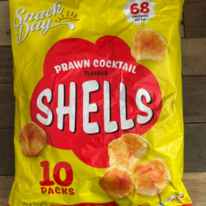 10x Snack Day Prawn Cocktail Shells Snacks Bags (1 Pack of 10x13g ...