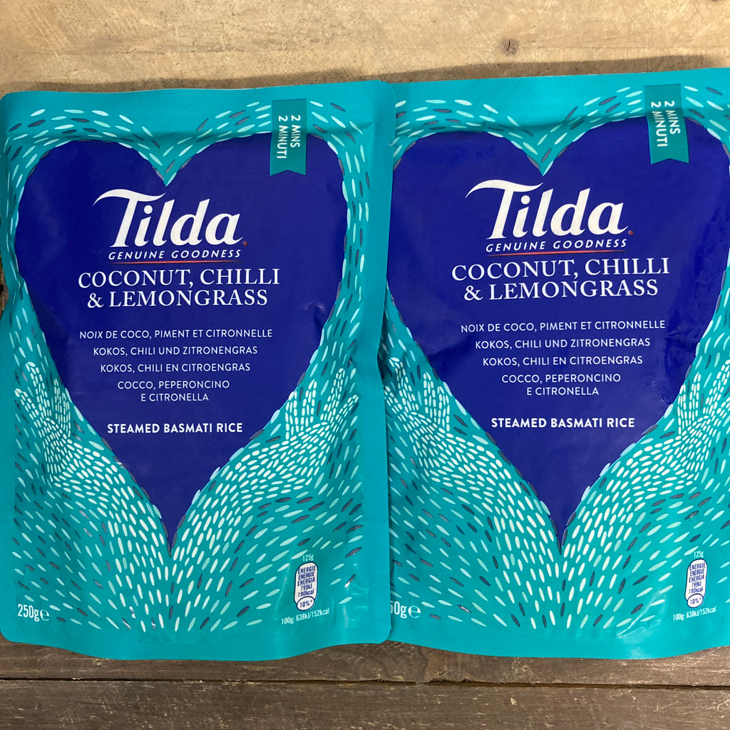 3x Tilda Microwave Coconut Chilli & Lemongrass Basmati Rice Bags (3x25 ...