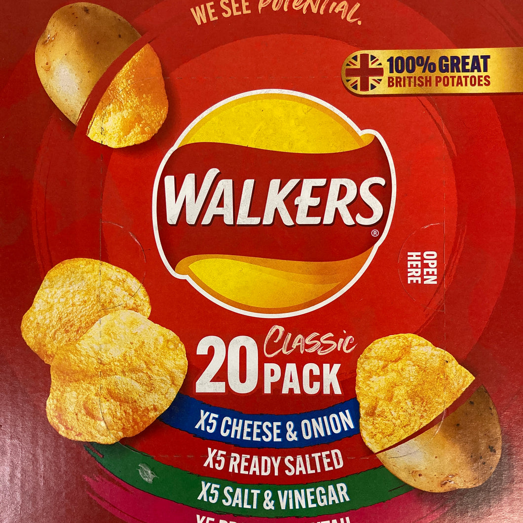 20x Walkers Classic Variety Crisp Bags (1 Pack of 20x25g) & Low Price ...