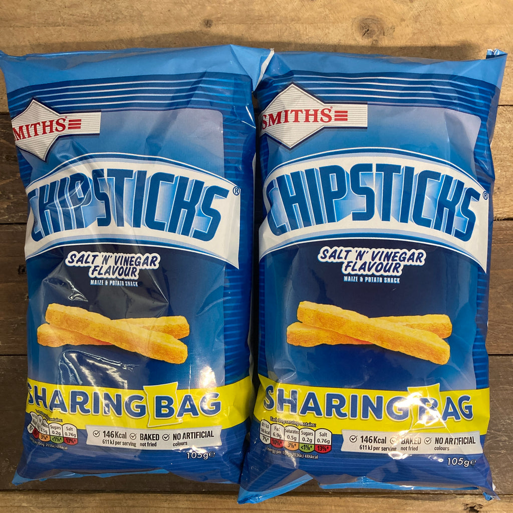 4x Smith's Chipsticks Salt & Vinegar Snacks Share Bags (4x105g) & Low ...