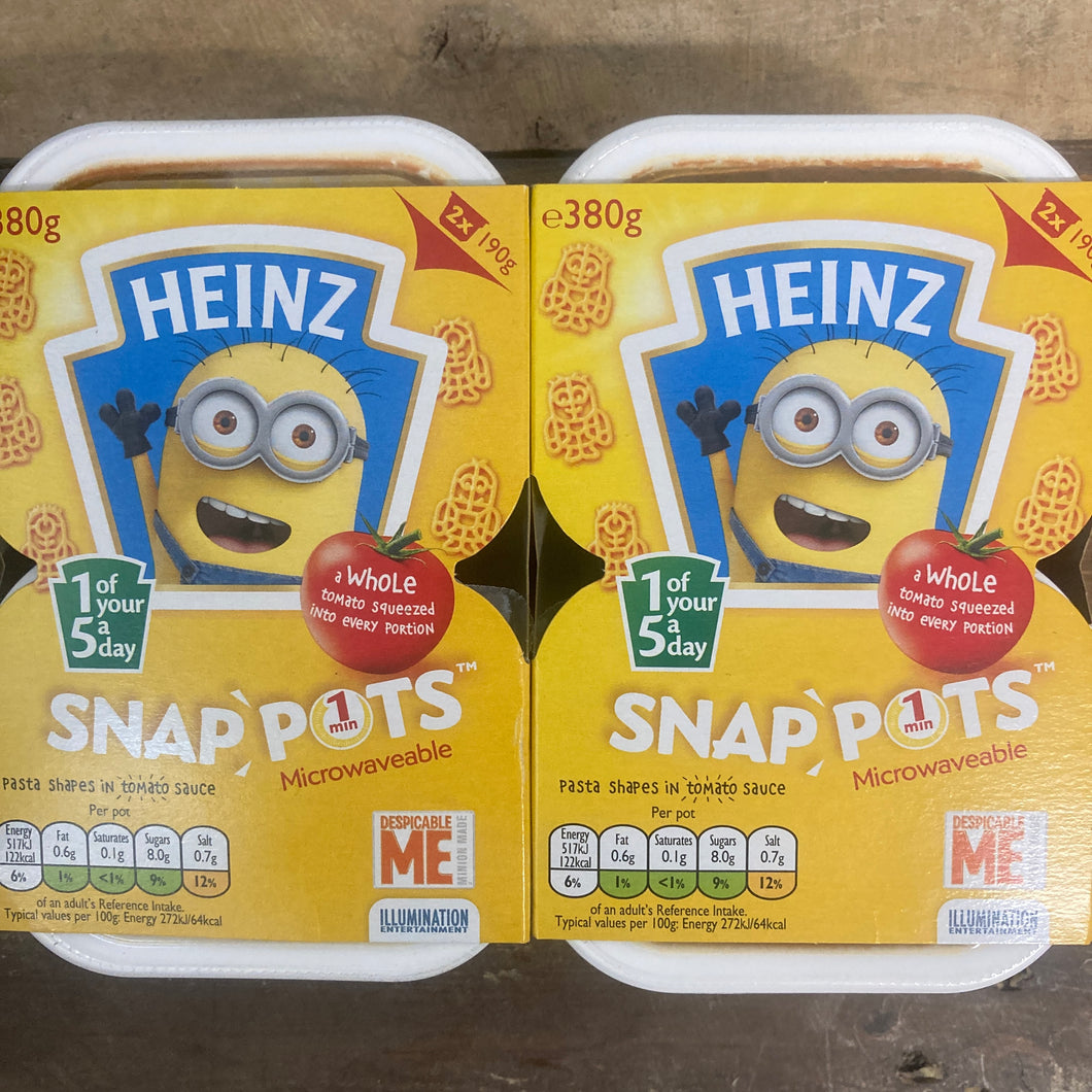 Heinz Minions Pasta Shapes in Tomato Sauce Snap Pots