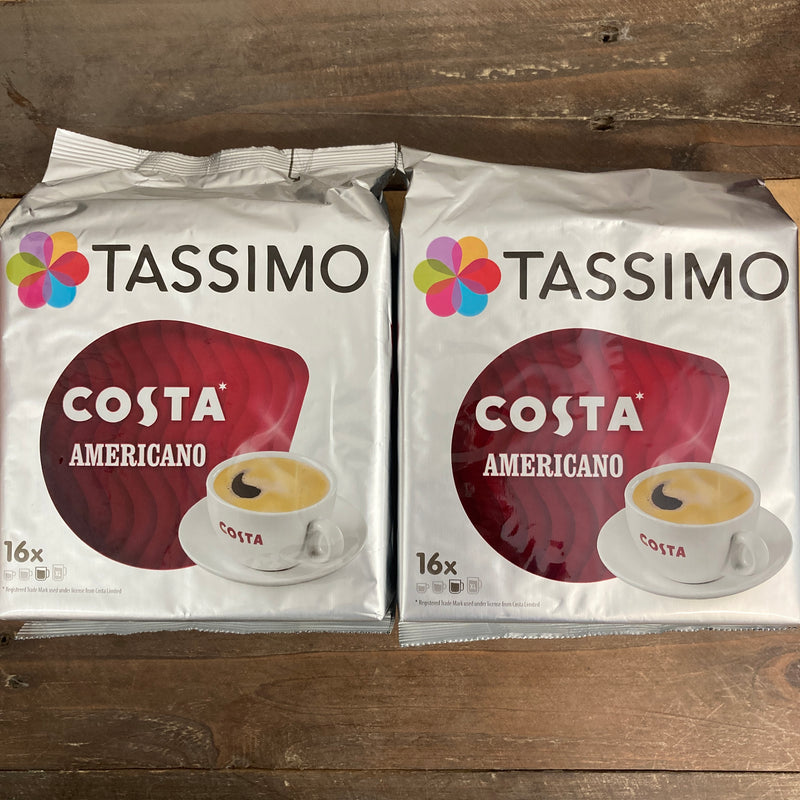 32x Tassimo Costa Americano Coffee Pods (2 Packs of 16) Low