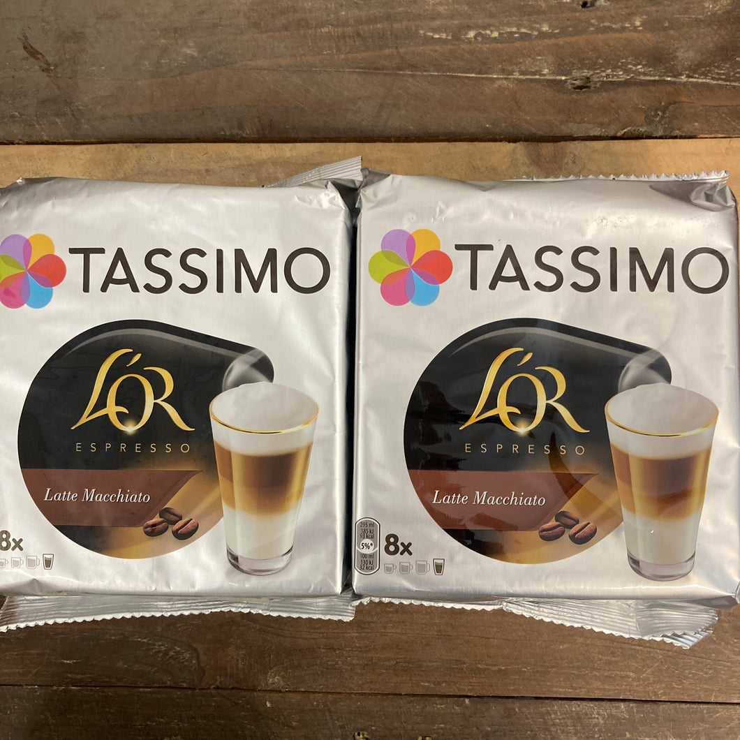 16x Tassimo L'OR Latte Macchiato Coffee Pods (2 Packs of 8)