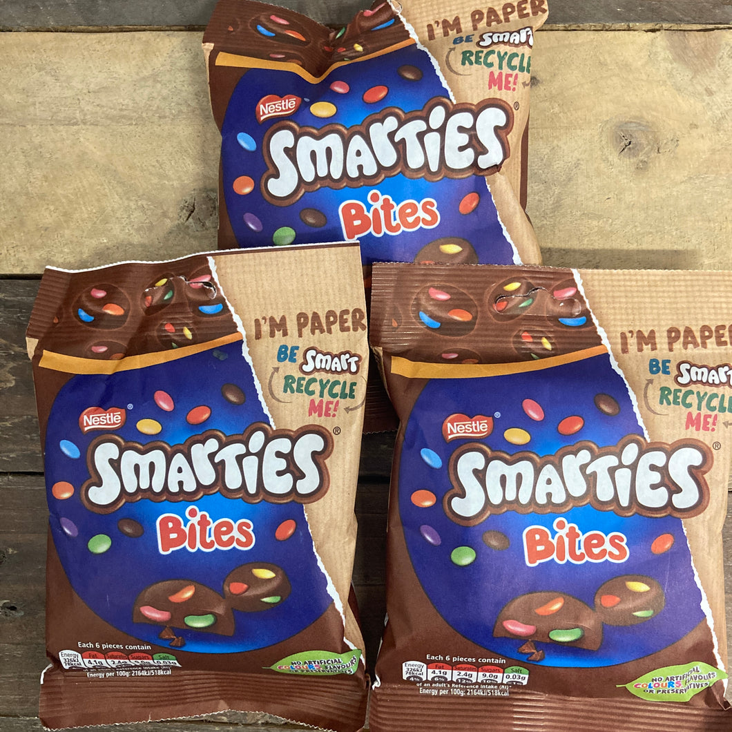 3x Smarties Bites (Buttons) Milk Chocolate Sharing Pouches (3x90g)